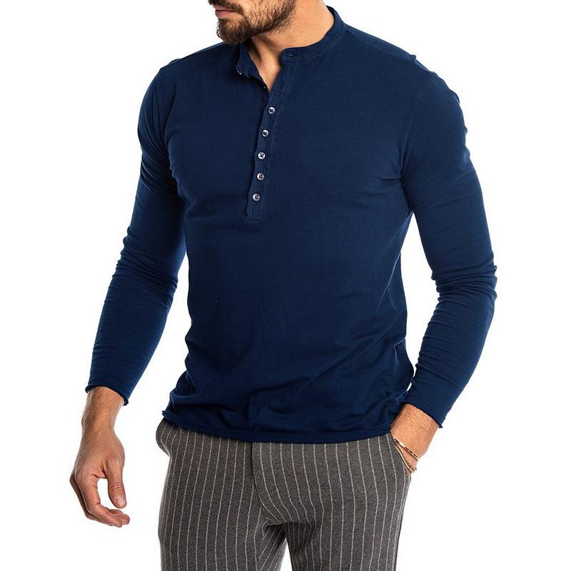 Men's Henley Collar Long Sleeve T-shirt 53006265Z