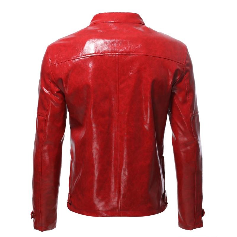 Men's Fashion Stand Collar Punk Biker Leather Jacket 02390117M