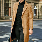 Men's Notch Lapel Plain Slim Fit Mid-Length Coat 75965974Z