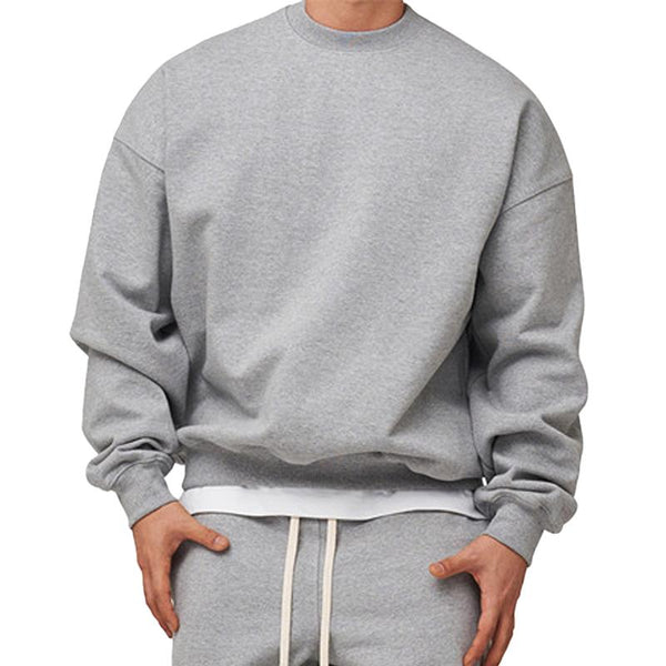 Men's Round Neck Solid Color Loose Fit Sweatshirt 11536211Z