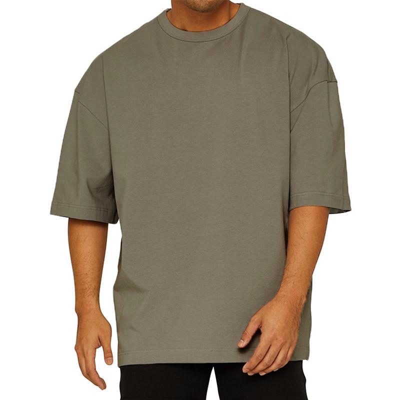 Men's Solid Color Loose Sports Fitness T-shirt 27367532Z