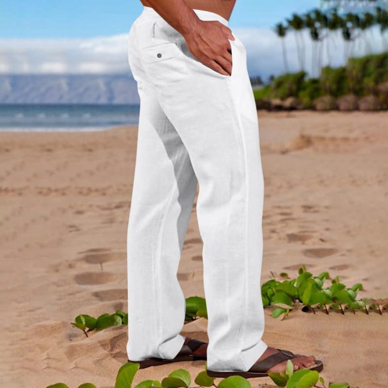 Men's Casual Drawstring Elastic Waist Vacation Straight Pants 75753814M