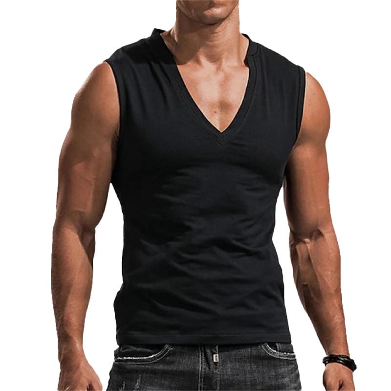 Camiseta sin mangas con cuello en V liso para hombre 29655542Z