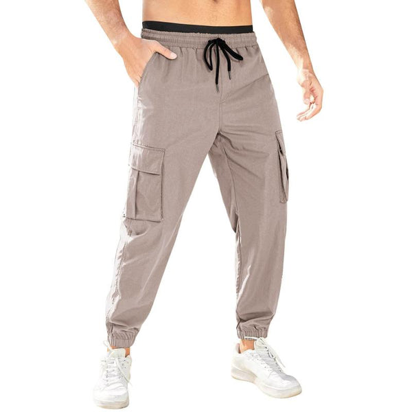 Men's Drawstring Elastic Waist Multi-pocket Outdoor Sports Trousers 37435010Z