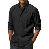 Men's Solid Loose Long Sleeve Shirt 68981898Z
