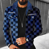 Men's Fashion Checkerboard Casual Denim Jacket 95603880Z