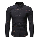 Men's Lapel Long Sleeve Hot Stamping Casual Shirt 62716551Z