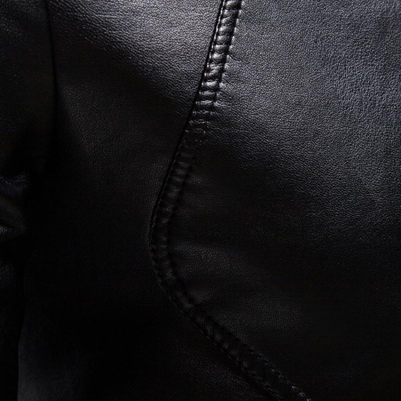 Giacca da motociclista in pelle con colletto alto sottile vintage da uomo 91771623M