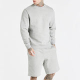 Men's Solid Loose Long Sleeve Sweatshirt Shorts Sports Casual Set 14234755Z