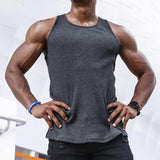 Men's Solid Knitted Striped Tank Top 91297828Z