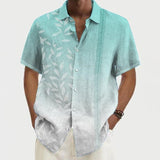 Men's Leaves Print Short Sleeve Shirt 10078300Z