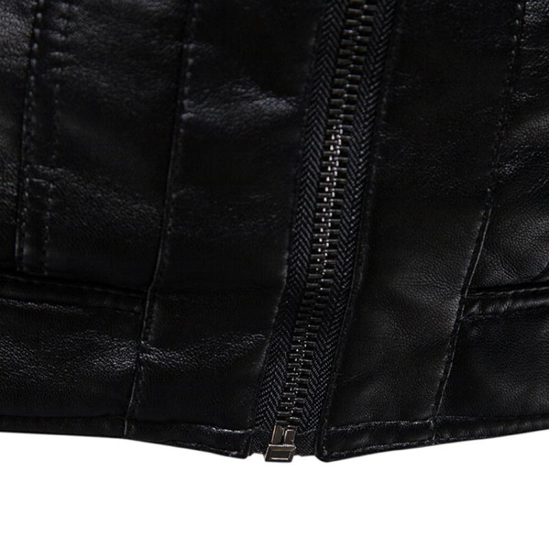 Men's Vintage Slim Stand Collar Panel Leather Biker Jacket 91771623M
