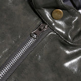 Men's Fashion Stand Collar Punk Biker Leather Jacket 02390117M