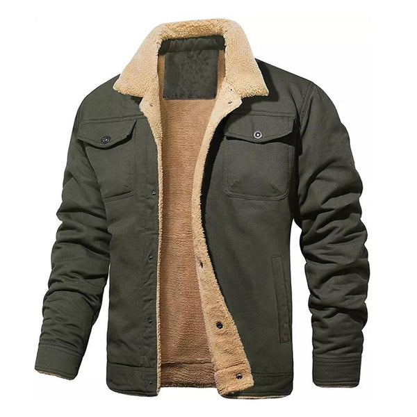 Men's Fleece Lapel Solid Pocket Jacket 18343005Z