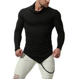 Men's High Collar Irregular Hem Solid T-shirt 00287187Z