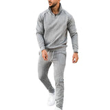 Men's Striped Zip Jacket Trousers Sports Set 11757219Z