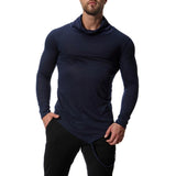 Men's High Collar Irregular Hem Solid T-shirt 00287187Z