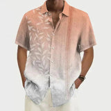 Men's Leaves Print Short Sleeve Shirt 10078300Z