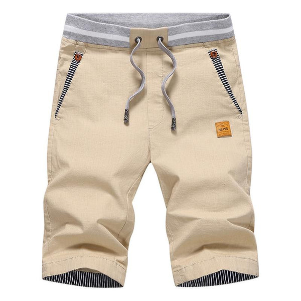 Men's Solid Elastic Waist Cotton Beach Shorts 32473892Z