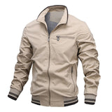 Men's Washed Cotton Solid Color Zipper Jacket 76491245Z