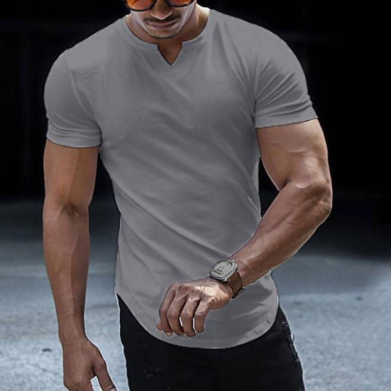 Men's V Neck Short Sleeve Sports Casual T-shirt 51967185Z