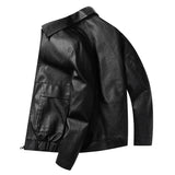 Men's Retro Lapel Pocket Leather Jacket 76955672Z
