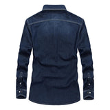 Men's Fashion Asymmetrical Pockets Long Sleeve Denim Shirt 80073155Z