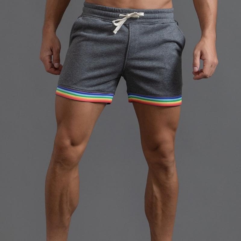 Men's Cotton Rainbow Print Fitness Sports Shorts 44342642Z