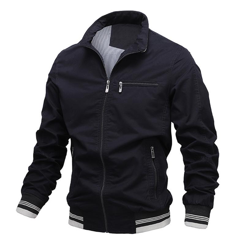 Men's Washed Cotton Solid Color Zipper Jacket 76491245Z
