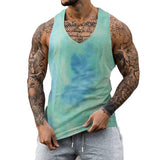 Men's Oversize Tie-dye Print Sports Fitness Tank Top 03326766Z