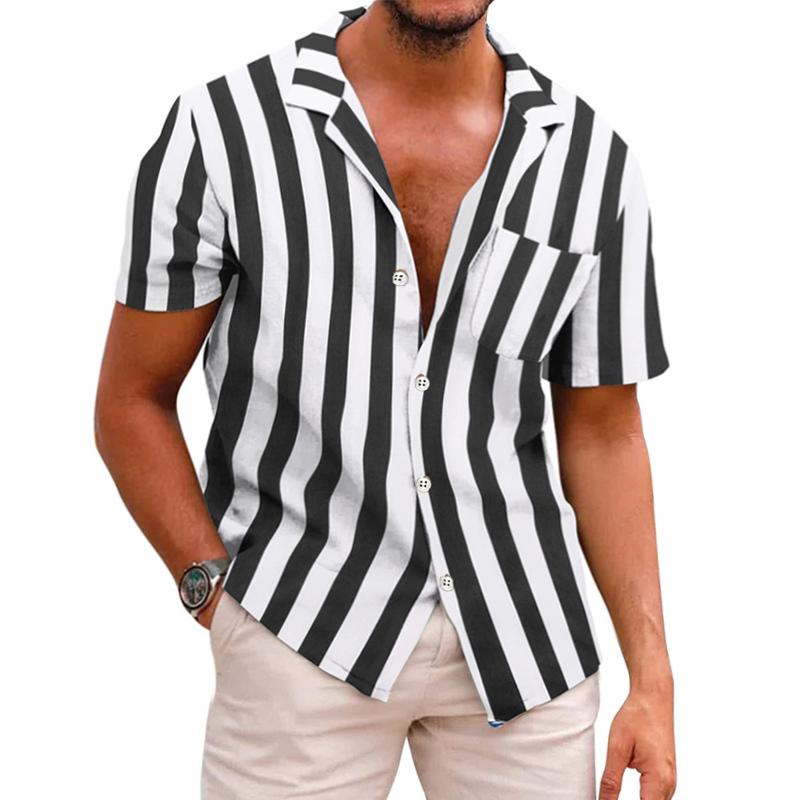 Camisa de manga corta a rayas para hombre 98185822Z