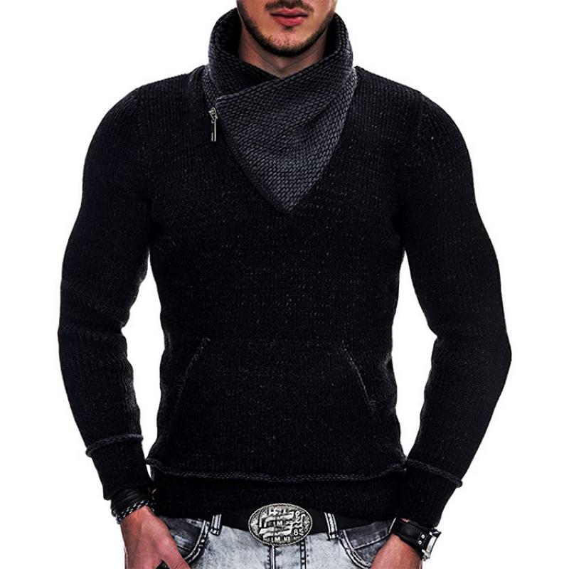 Men's Long Sleeve Turtleneck Pocket Knit Sweater 74575373M