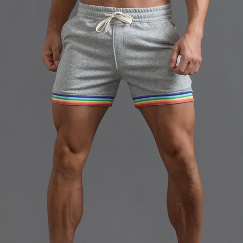 Men's Cotton Rainbow Print Fitness Sports Shorts 44342642Z