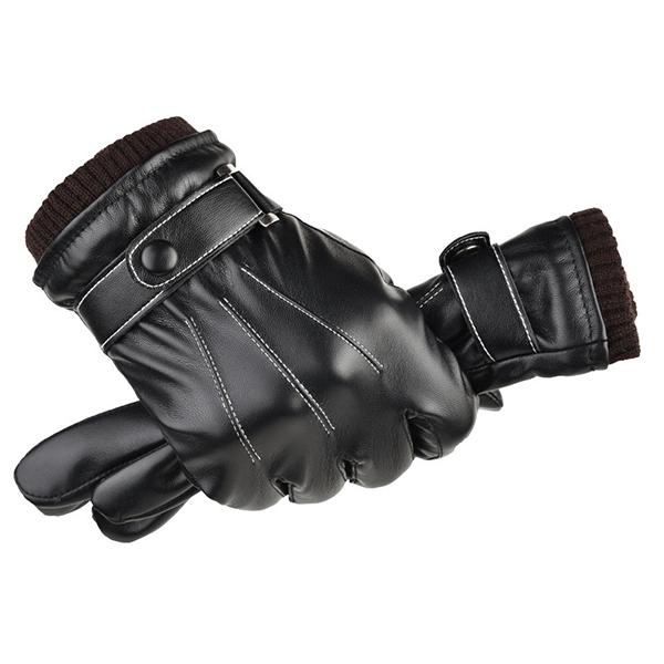 Warm Leather Gloves Gloves / Black Free Size