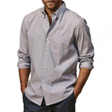 Men's Solid Loose Long Sleeve Shirt 68981898Z