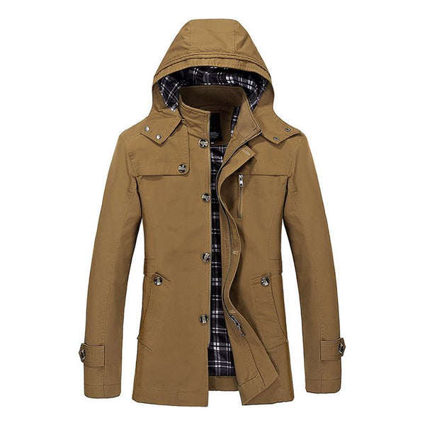 Men's Fashion Hooded Cotton Mid-length Trench Coat 81746630Z