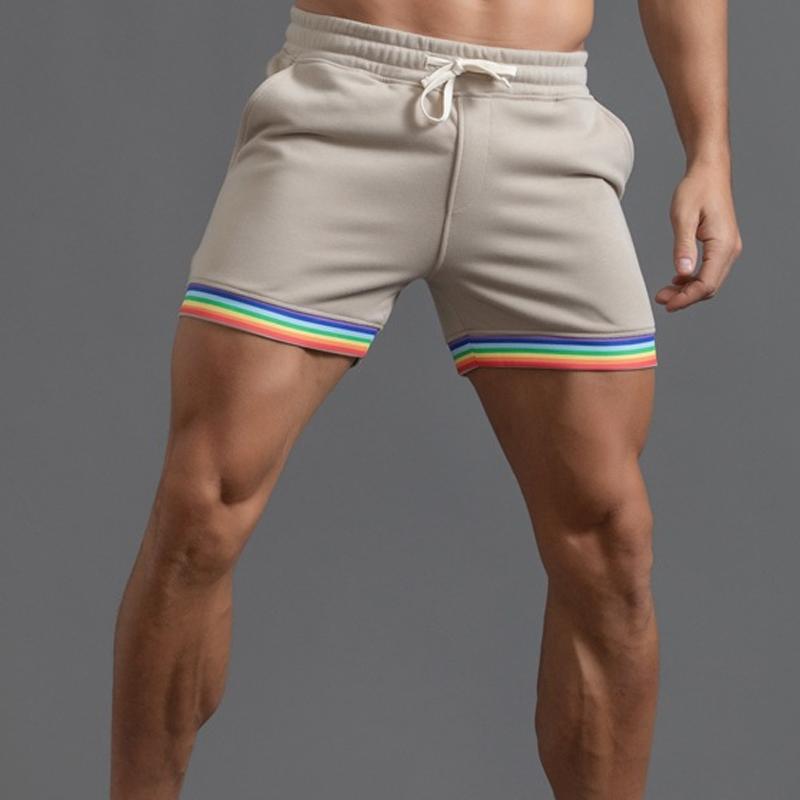 Men's Cotton Rainbow Print Fitness Sports Shorts 44342642Z