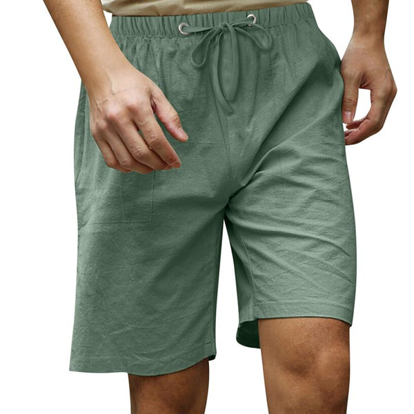 Men's Loose Cotton Linen Elastic Waist Casual Shorts 11176479Z
