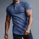 Men's Henley Collar Raglan Sleeve T-shirt 37638431Z