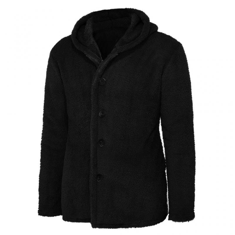 Men's Hooded Single Breasted Fleece Jacket 12875270Z