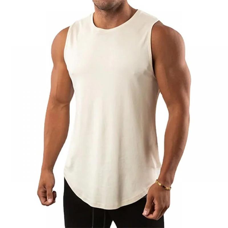 Men's Solid Round Neck Sports Fitness Vest 27343908Z