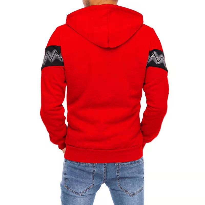 Men's Color Block Print Material Stitching Hoodie Jacket 73955870Z