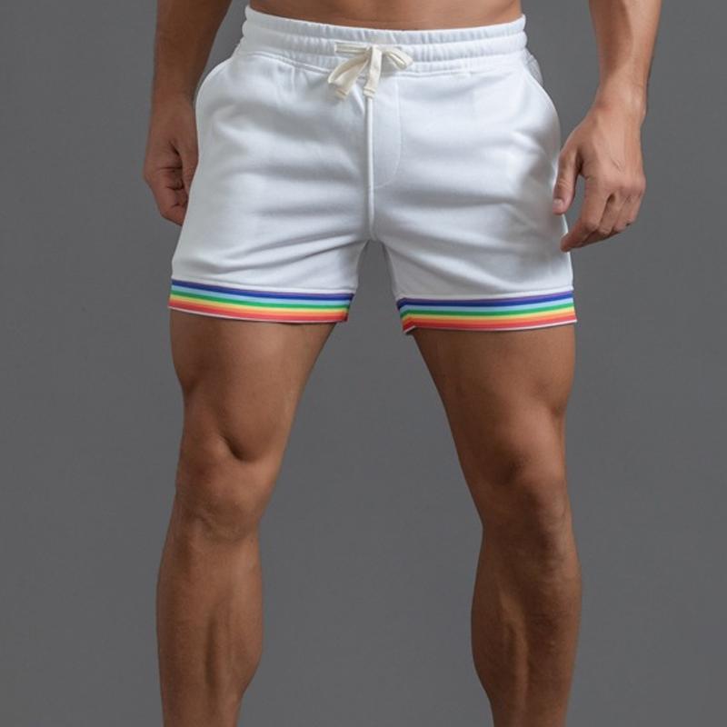 Men's Cotton Rainbow Print Fitness Sports Shorts 44342642Z