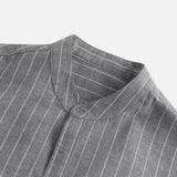 Men's Casual Striped Stand Collar Three Quarter Sleeve Shirt 80528266M