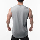 Men's Solid Cotton Round Neck Sleeveless Sports Fitness Tank Top 13834946Z