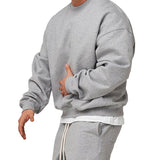 Men's Round Neck Solid Color Loose Fit Sweatshirt 11536211Z