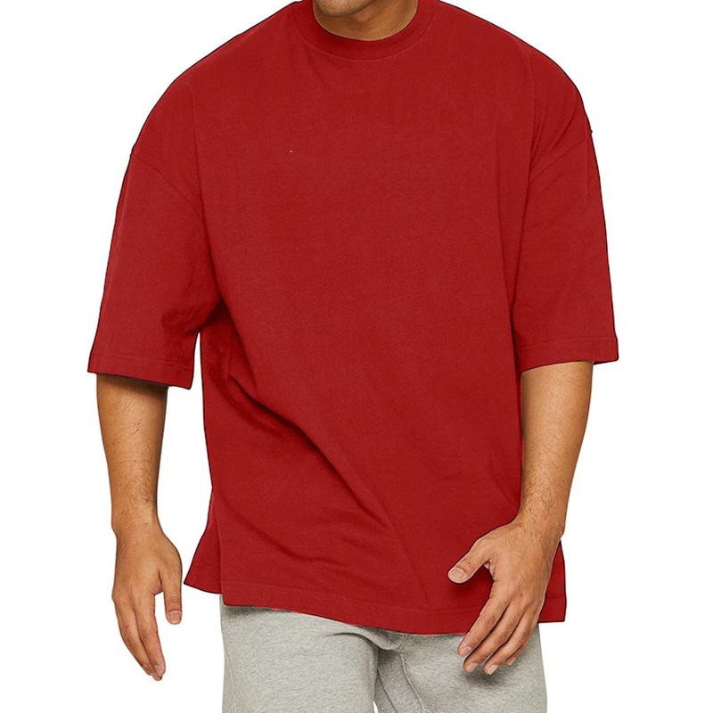 Men's Solid Color Loose Sports Fitness T-shirt 27367532Z