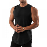 Men's Solid Round Neck Sports Fitness Vest 27343908Z