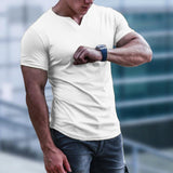 Men's Solid V Neck Short Sleeve T-shirt 10802610Z