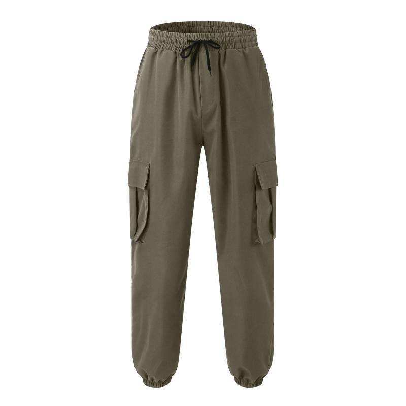Men's Drawstring Elastic Waist Multi-pocket Outdoor Sports Trousers 42270389Z